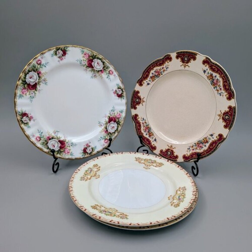 Pretty Bundle of 4 Vintage Shabby Chic | Cottagecore Floral 8" Porcelain Plates